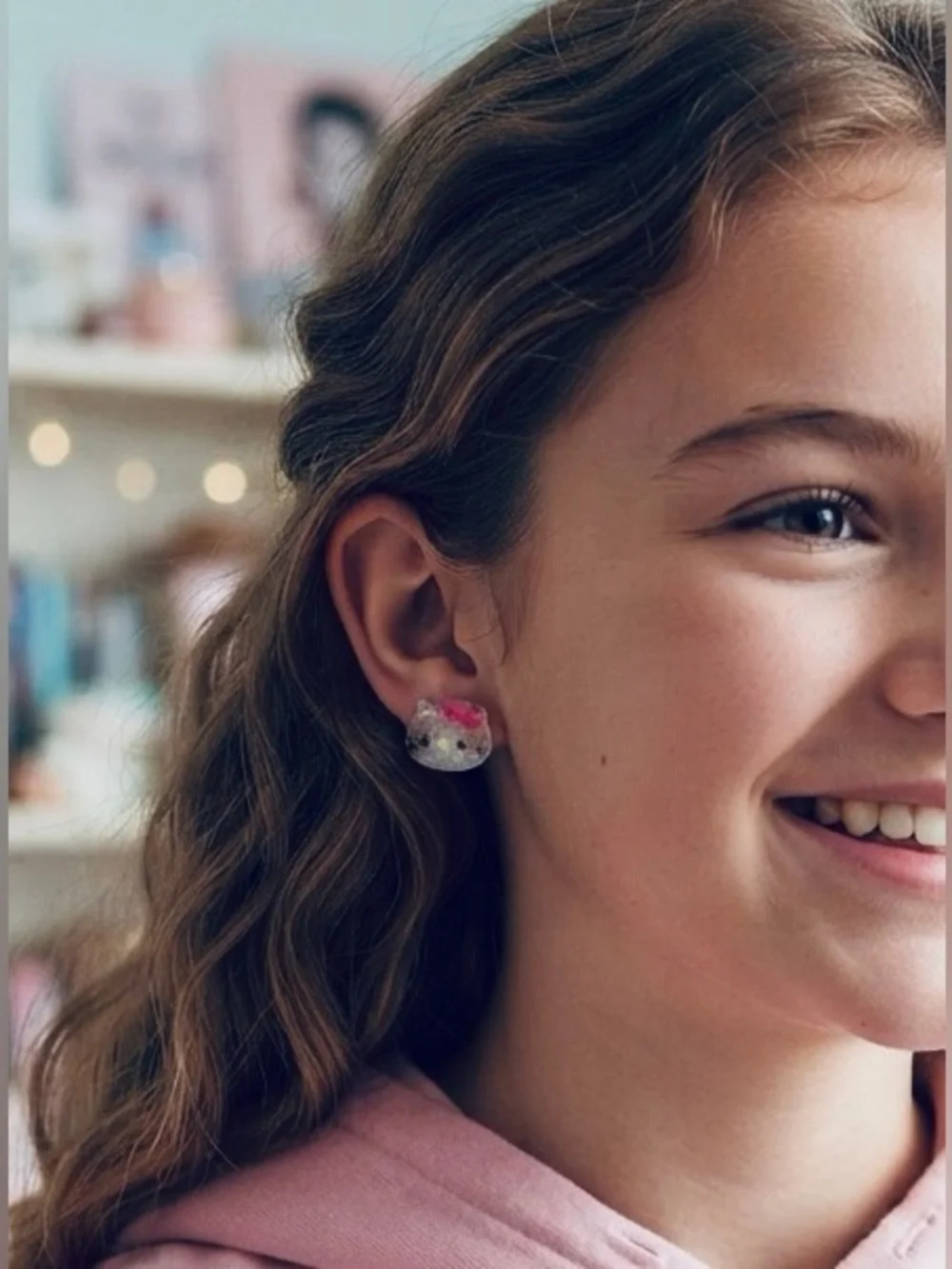 Clear Cat Face Stud Earrings with Pink Bow - 3 Pair of Earrings for $10.